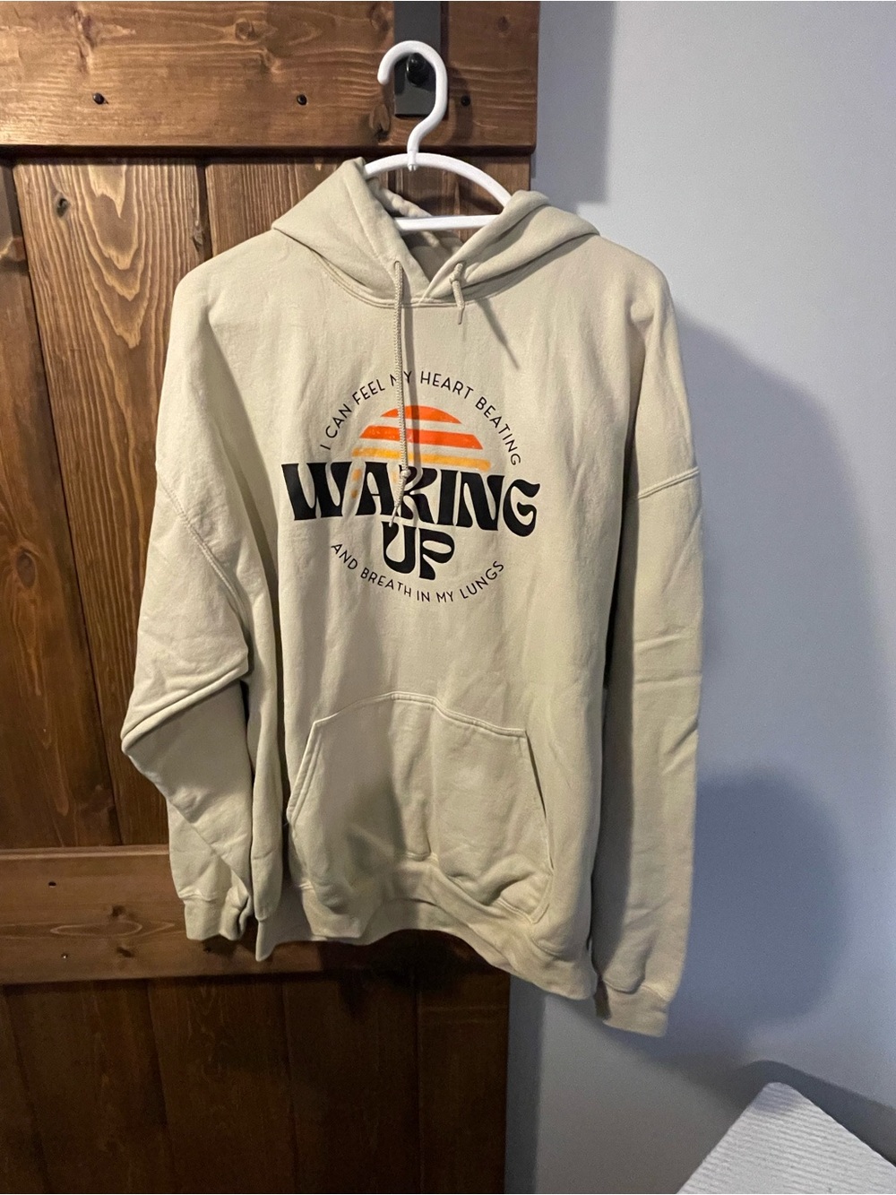 Waking Up Graphic Hoodie - Cream